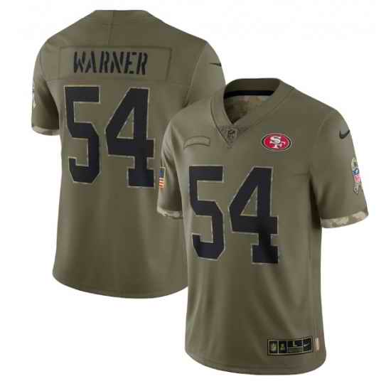 Men San Francisco 49ers 54 Fred Warner Olive 2022 Salute To Service Limited Stitched Jersey